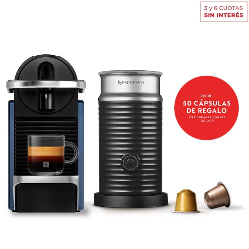 Cafetera Nespresso Pixie Bundle + Aero A3KD62-AR-BL-NE/AR 