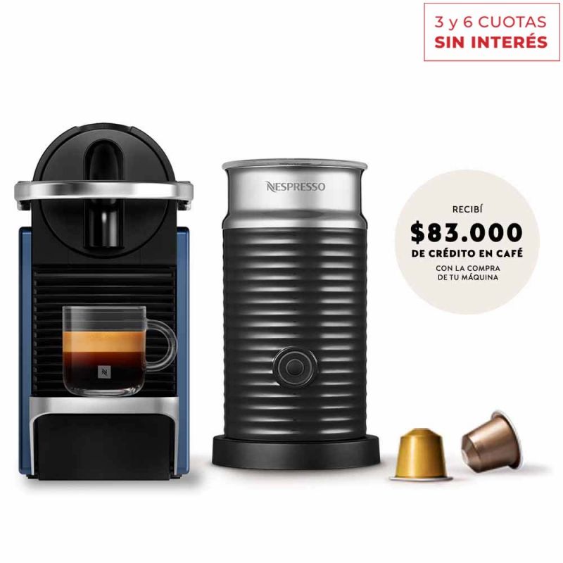 Cafetera Nespresso Pixie Bundle + Aero A3KD62-AR-BL-NE/AR 