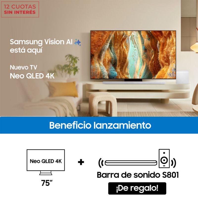 Smart TV 75" Samsung Neo QLED 4K QN75QN70FAGCZBB S801B