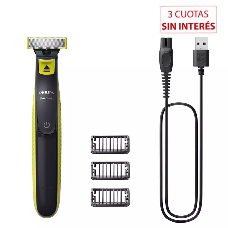 RECORTA BARBA PHILIPS ONEBLADE QP2724/10 USB GRIS CON VERDE