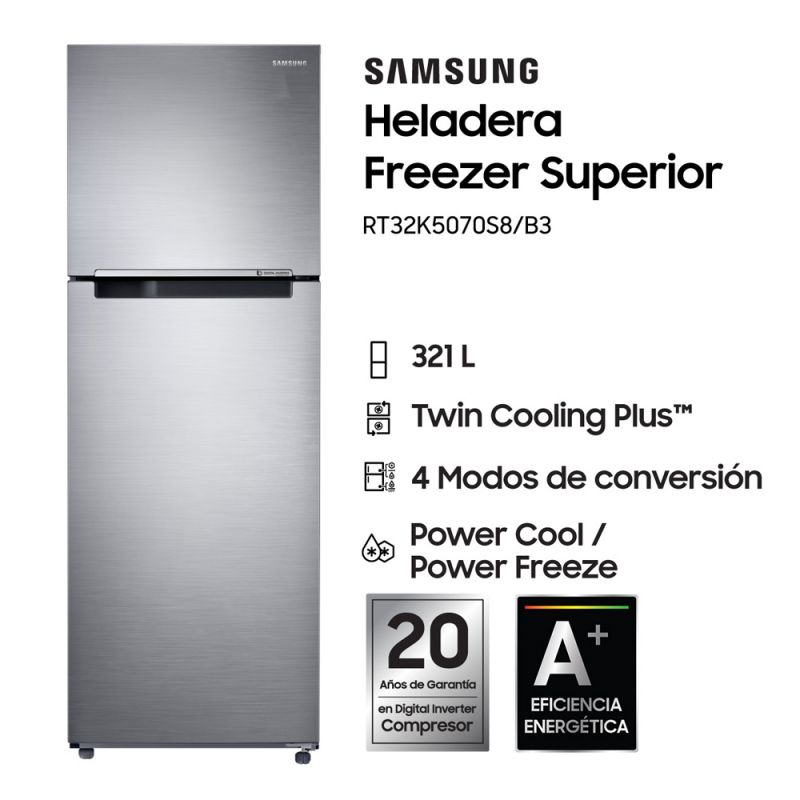 Samsung Heladera C/Freezer RT32K5070S8 321L Inverter No Frost