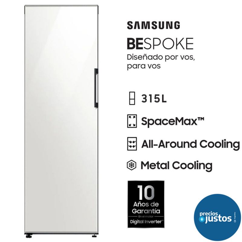 Heladera One Door 315Lts Samsung Bespoke RZ32744535 No Frost Inverter Glam White