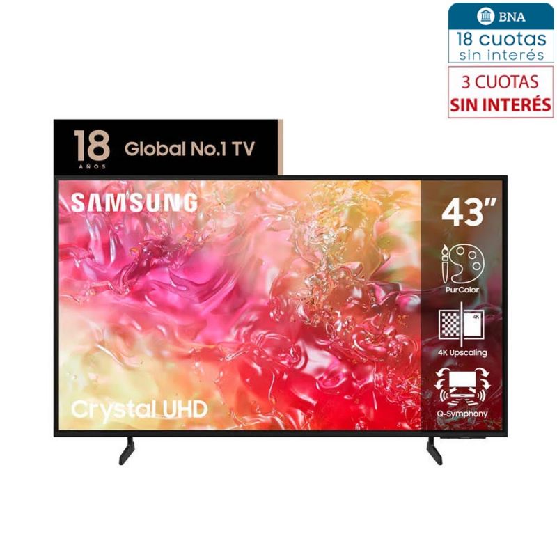 Smart TV 43" Samsung 4K UHD Crystal UN43DU7000GCZB Negro