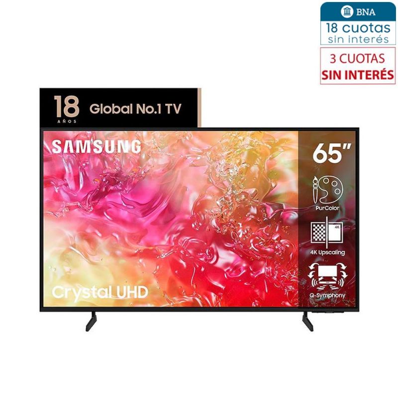 Smart TV 65" Samsung 4K UHD Crystal UN65DU7000GCZB Negro