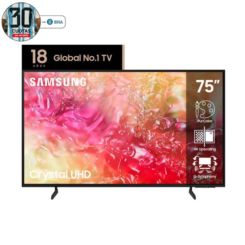 Smart TV 75" Samsung 4K UHD CRYSTAL UN75DU7000GCZB Negro