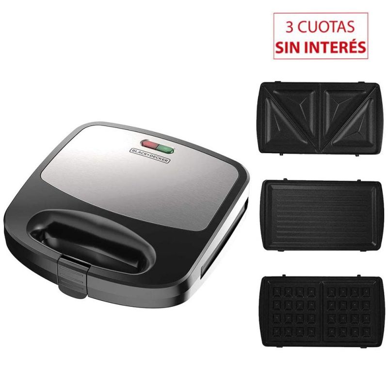 Sandwichera 3 en 1 Black & Decker WM2000S-AR Negra
