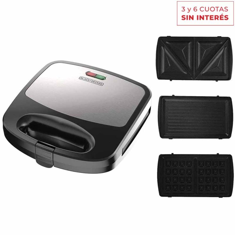 Sandwichera 3 en 1 Black & Decker WM2000S-AR Negra