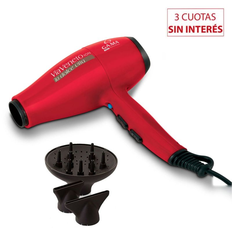 Secador de Cabello Gama Via Veneto Ion 110885 2200W Rojo