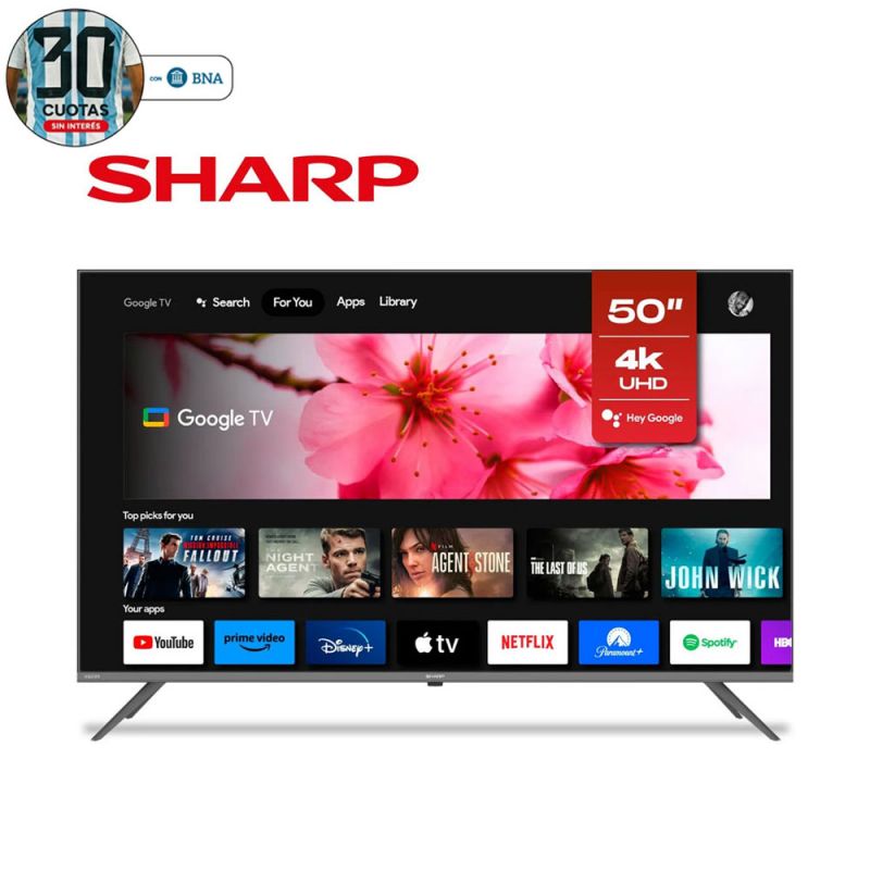 Smart TV 50" Sharp 4K UHD 4T-C50FL6L Google TV Gris
