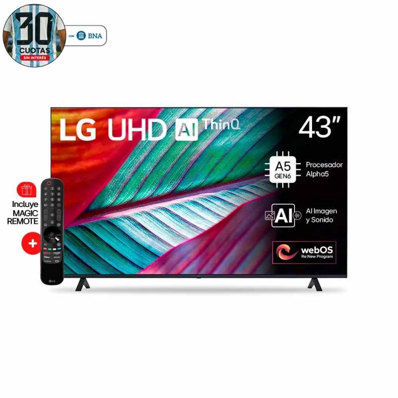 Smart TV 43" LG 43UR8750PSA 4K UHD ThinQ AI Negro