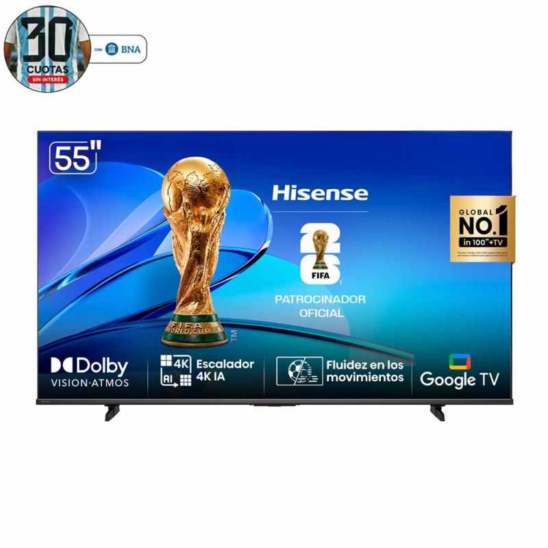 Smart TV 55" Hisense QLED 4K 55Q6N Google TV Negro