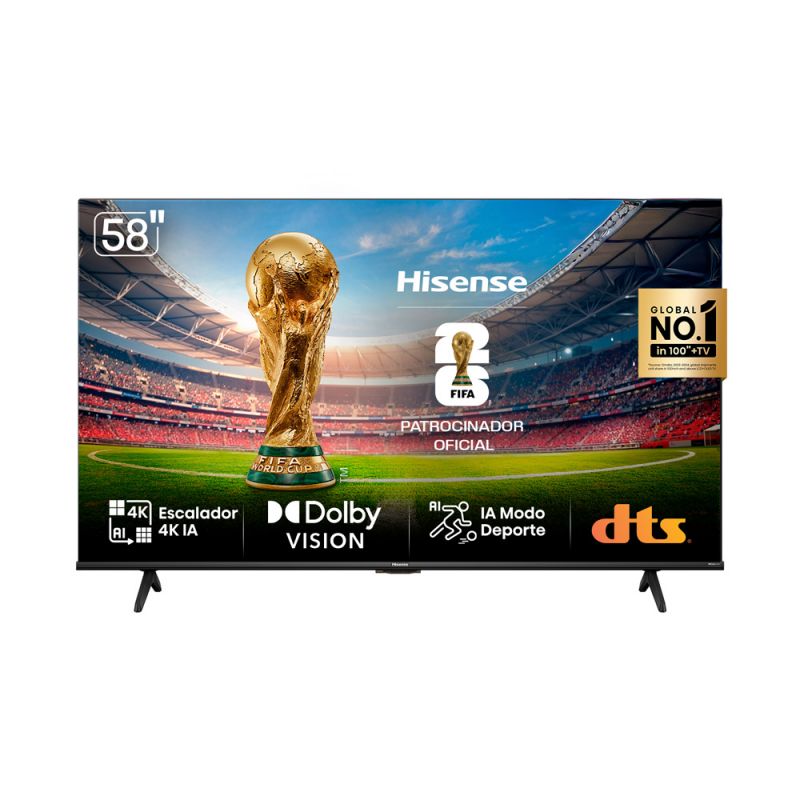 Smart TV 58" Hisense 4K UHD 58A64N VIDAA OS Negro