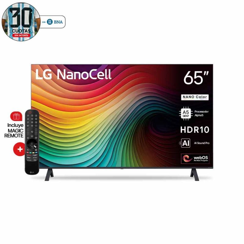 Smart TV 65" LG 4K NanoCell 65NANO80TSA ThinQ AI Negro