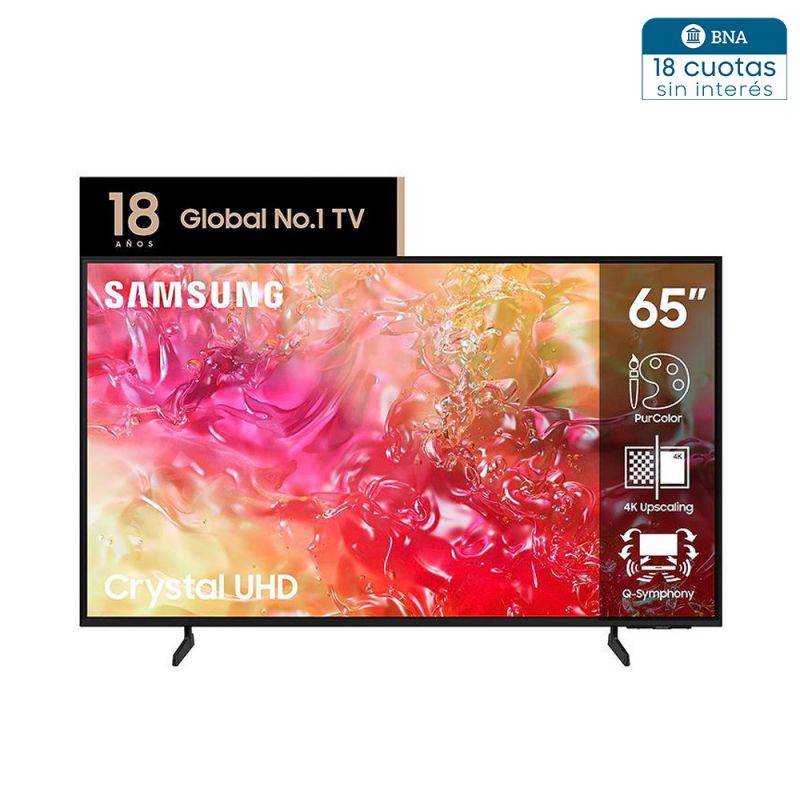 Smart TV 65" Samsung 4K UHD Crystal UN65DU7000GCZB Negro