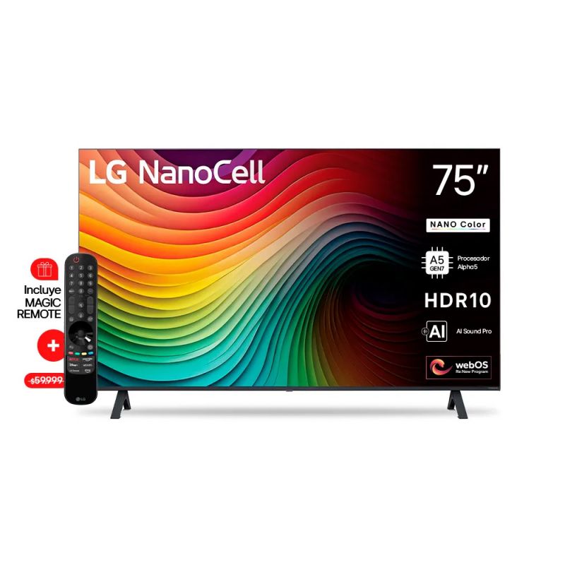Smart TV 75" LG 4K NanoCell 75NANO80TSA ThinQ AI Negro