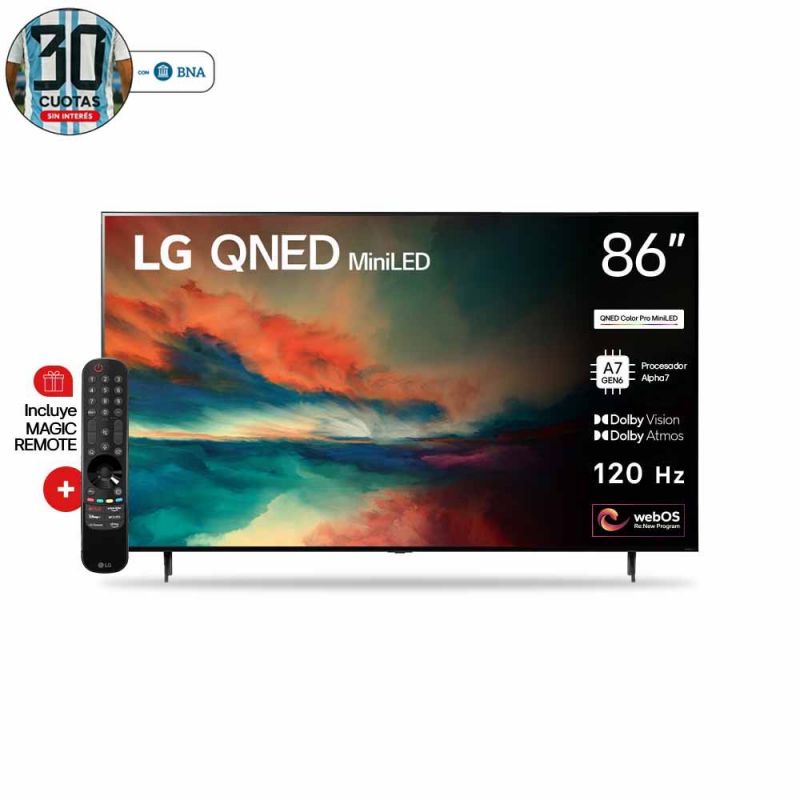 Smart TV 86" LG 4K QNED 86QNED85SRA A7 Gen6 AI ThinQ