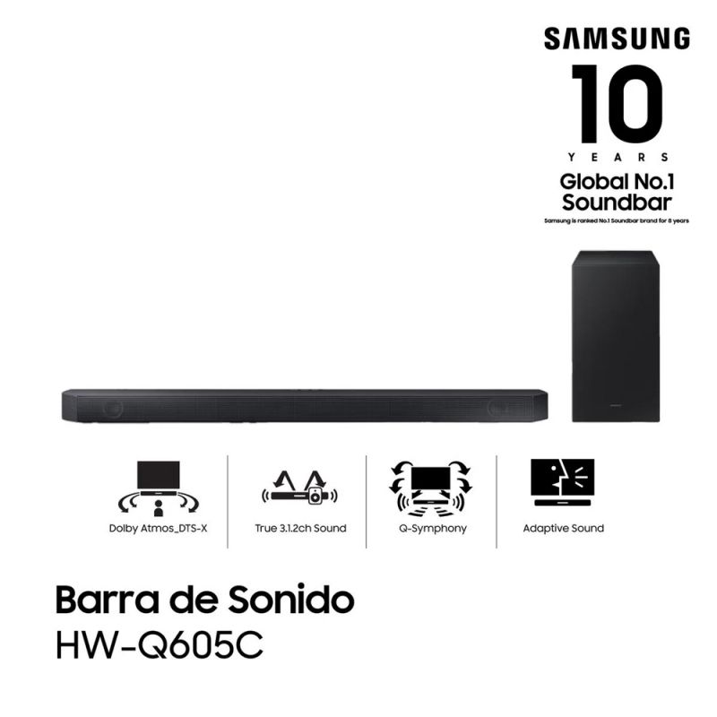 SoundBar + Subwoofer Samsung HW-Q605C/ZB Bluetooth Negro