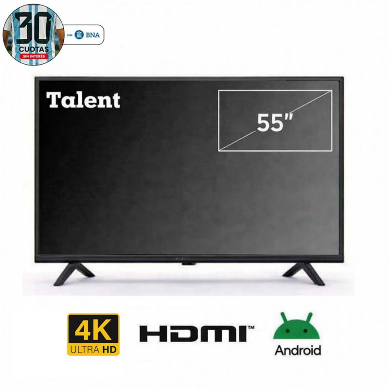 Smart TV 55" Talent 4K UHD 55TAL4K Andriod Negro
