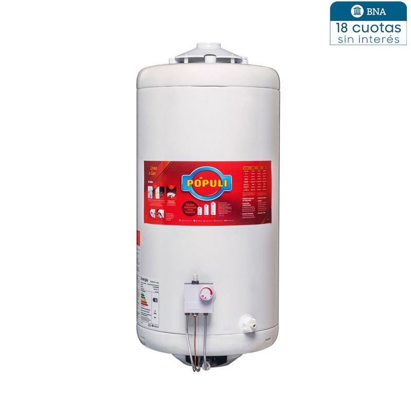 Termotanque a Gas 70Lts Pópuli TPOP8NS070 Colgar C/Superior
