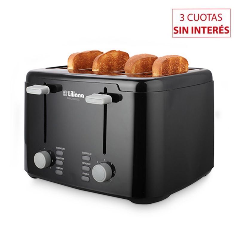 Tostadora Eléctrica Doble Liliana Multislice AT924 Negro