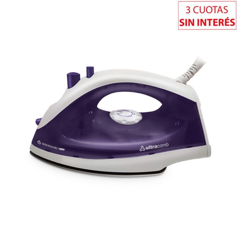 Plancha a Vapor Ultracomb PL-4170 Antiadherente Blanco con Violeta