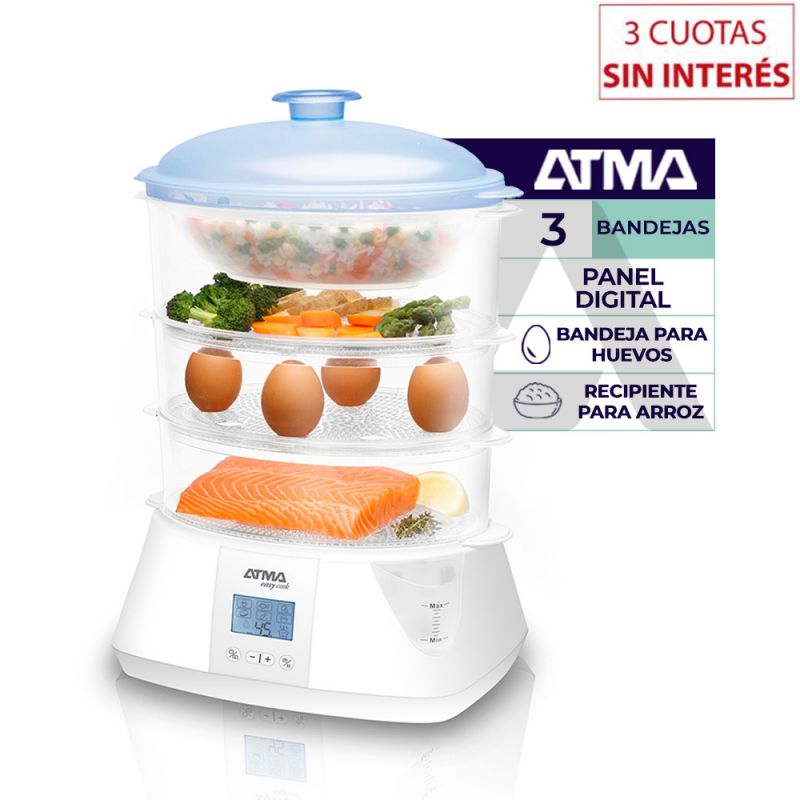 Vaporera Atma VA8120/21E 3 Bandejas Blanco