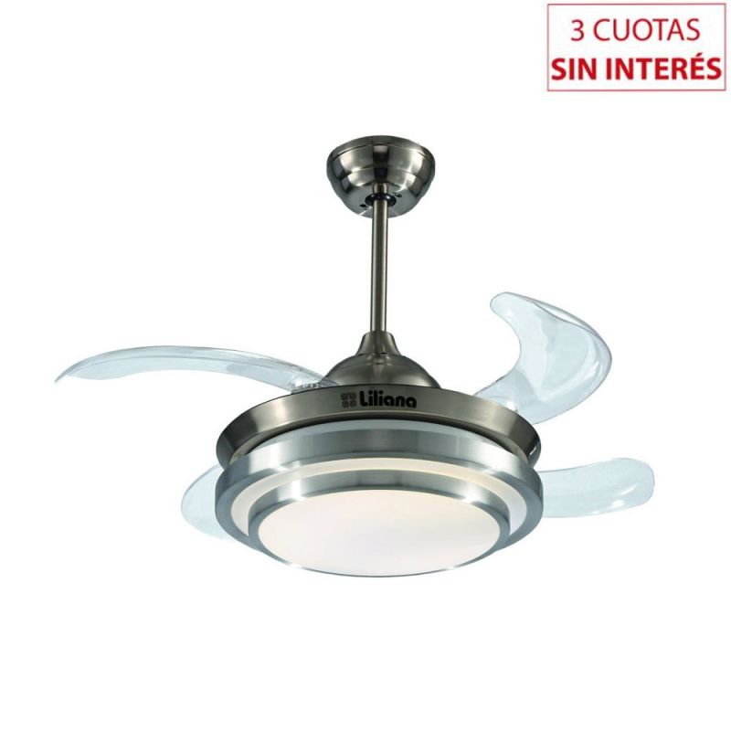 Ventilador Techo Retráctil Luz LED Liliana VTHA604 Plata
