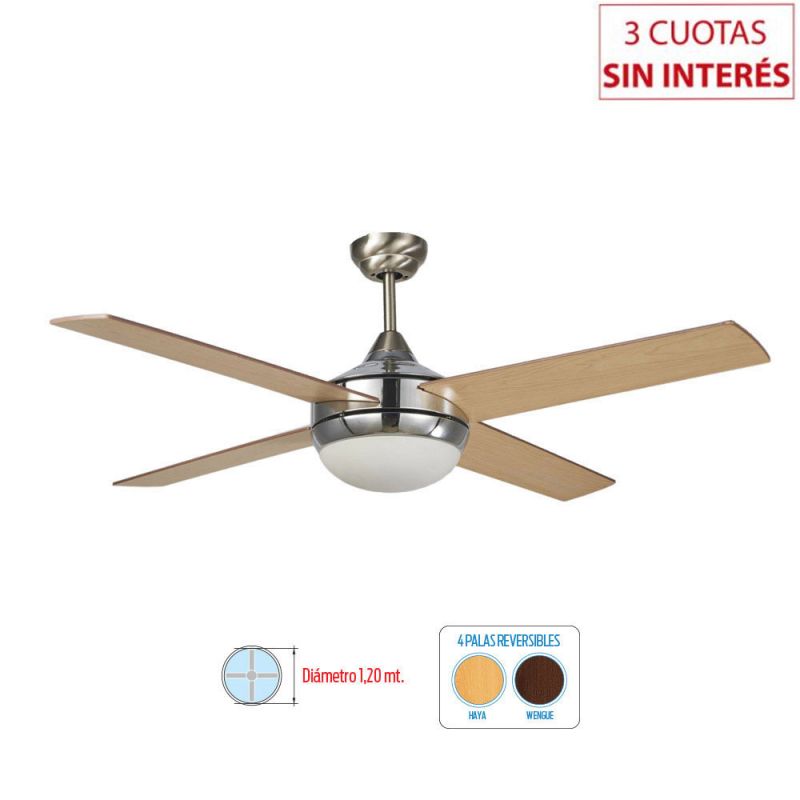 Ventilador de Techo Liliana VTHM314 Paletas Reversibles Haya-Wengue